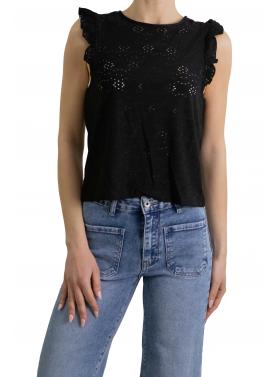 Maglia con volant e ricami Only